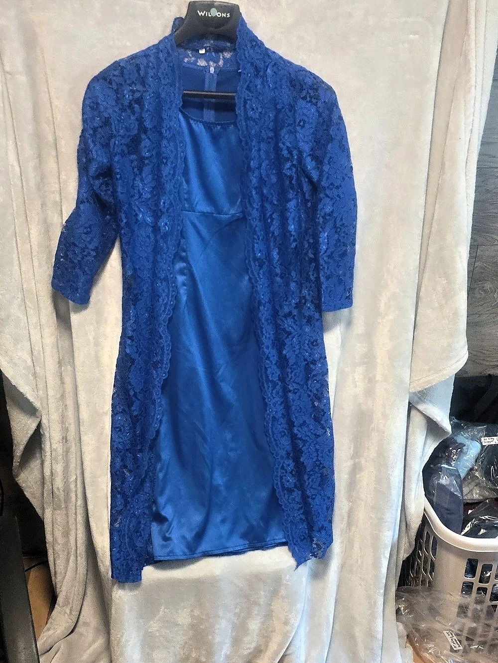 Blue Lace Overlay Midi Dress Size XL Like New